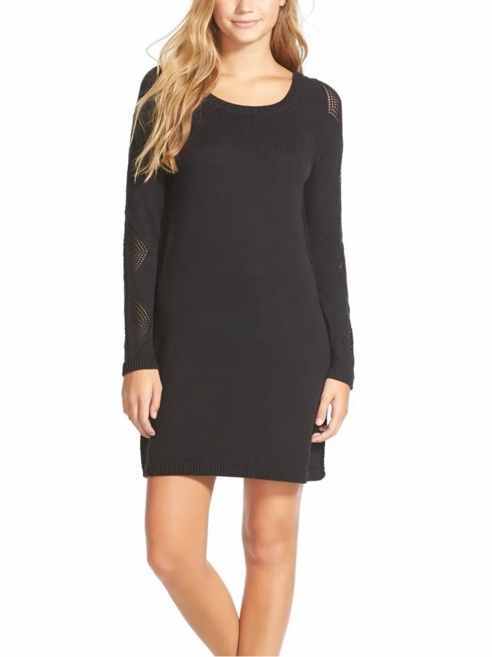 Volcom Diamond Bar Black Long Sleeve Knit Sweater Dress